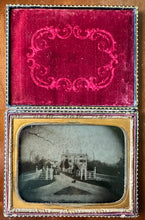 Load image into Gallery viewer, Half Plate Ambrotype People &amp; Dog in Front of House Dorchester Massachusetts
