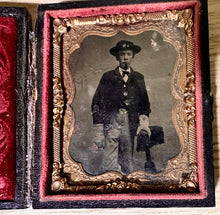 Load image into Gallery viewer, Very Young Civil War Soldier Tintype Photo Cavalry Gloves Gold Painted Buttons
