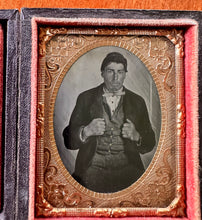 Load image into Gallery viewer, Civil War Era 1860s Tintype African American or Mulatto Man? Interesting Pose
