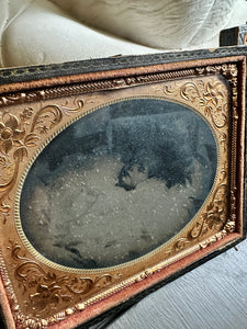 Double Post Mortem 1/4 Tintypes - Little ID'd Girl or Brother & Sister / Tied Hands