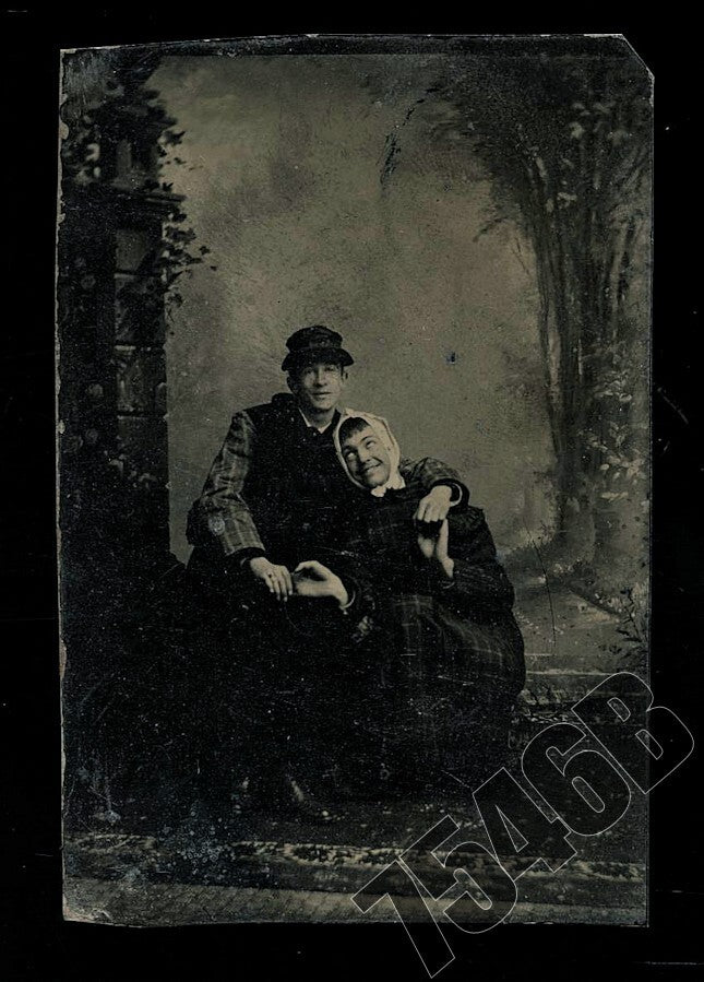 Tintype Photo Two Men Holding Hands & Dressed As Women Dated August 1883 Gay Int