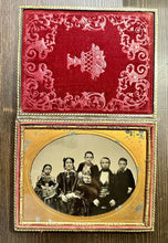 Load image into Gallery viewer, Half Plate Ambrotype Family of FIVE Mom Dad Children Painted Gold Jewelry
