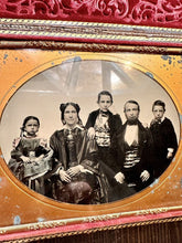 Load image into Gallery viewer, Half Plate Ambrotype Family of FIVE Mom Dad Children Painted Gold Jewelry
