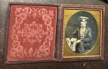 Load image into Gallery viewer, ORIGINAL 1/6 DAGUERREOTYPE PHOTO HANDSOME YOUNG MAN WEARING CHECKERED WHEEL CAP
