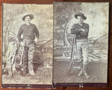 Load image into Gallery viewer, TWO 1880s NEW MEXICO FORT BAYARD SOLDIERS OR ARMY SCOUT RIFLE AMMO BELT CABINET CARD
