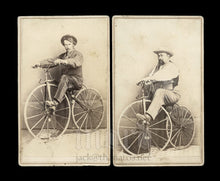 Load image into Gallery viewer, Rare 1860s CDV Photos Carson City Nevada Pioneers Boneshaker Bicycles Historic
