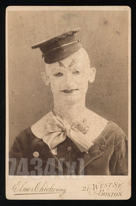 Antique Photo Super Creepy Clown 1890s Photograph Boston Photographer