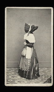 Unusual CDV ID'd Woman Face Hidden by Bonnet Buffalo New York 1860s