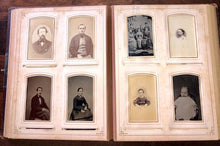 Load image into Gallery viewer, Large Photo Album 1860s 1880s 76 CDV Tintype Cabinet + Victorian Calling Cards
