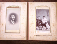Load image into Gallery viewer, Large Photo Album 1860s 1880s 76 CDV Tintype Cabinet + Victorian Calling Cards
