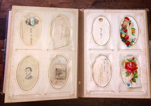 Load image into Gallery viewer, Large Photo Album 1860s 1880s 76 CDV Tintype Cabinet + Victorian Calling Cards
