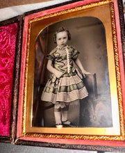 Load image into Gallery viewer, 1/4 PLATE Tinted Ruby Ambrotype Little Boy Wearing Dress 1850s Color
