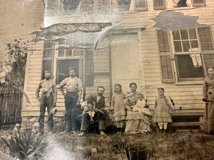 Full Plate Tintype People Outside in Front of House 1870s