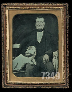 1/4 Daguerreotype ID'd Man & Dog Dated 1854 Oakville Canada Photographer
