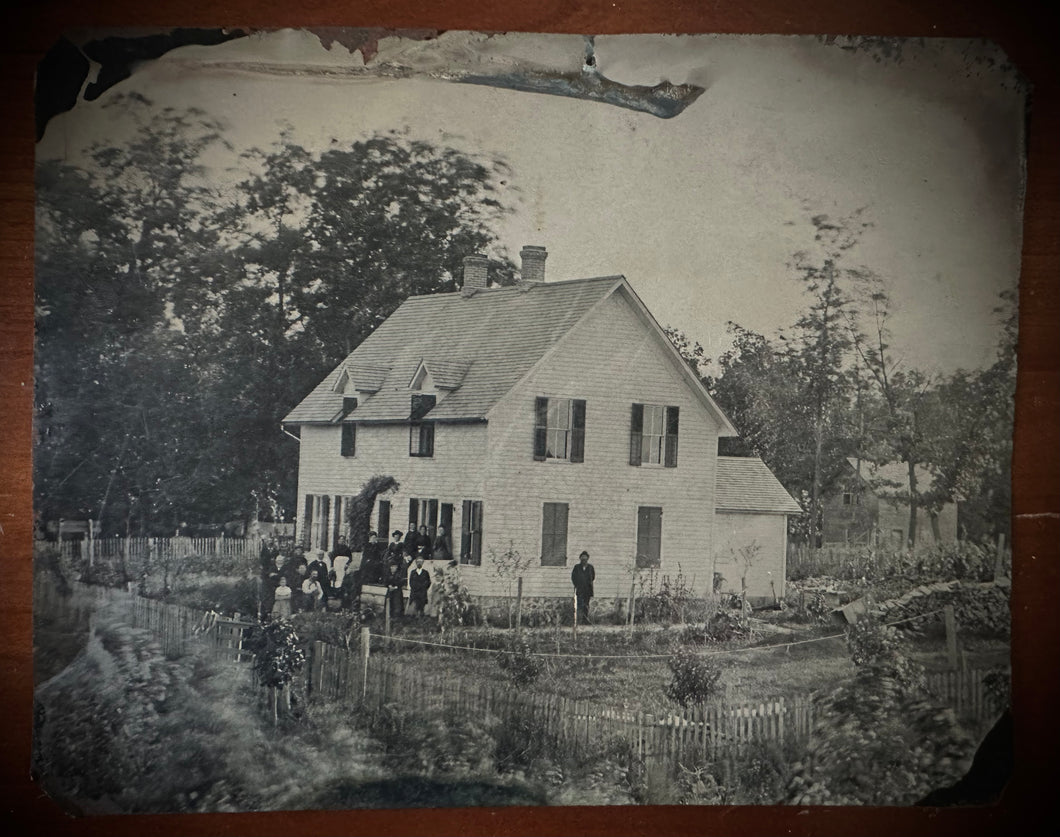 Large Full Whole Plate Outdoor Tintype People House Funeral Party?