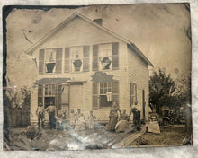 Load image into Gallery viewer, Full Plate Tintype People Outside in Front of House 1870s
