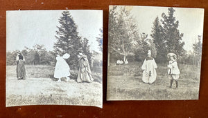 Two Antique 1900s Snapshot Photos Kids In Costumes Clown Fairy Halloween