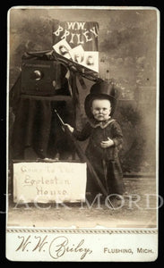 Photographer WW BRILEY's Son Posing with Camera & Advertising Sign 1880 CDV Rare