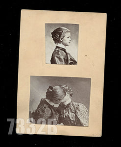 Special Photo Set Victorian Girl in Profile & Kissing Girlfriend - c1900