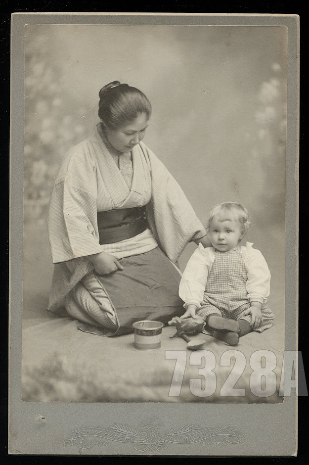 ID'd Boy John LAMBIE with Asian Japanese Nanny 1900 New York Photo Toys