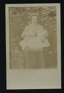 Antique Postcard Woman Holding Twin Babies