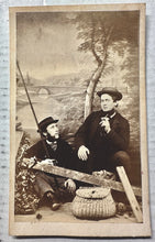 Load image into Gallery viewer, Great 1860s Fly Fishing CDV Fishermen with Pole &amp; Basket Photo Rare Vintage
