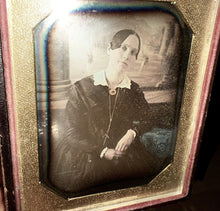 Load image into Gallery viewer, 1840S DAGUERREOTYPE POSSIBLE ID&#39;D PRETTY WOMAN, TINTED, PAINTED BACKDROP, SEALED
