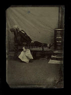 Unique Tintype Photo Sleeping Man Holding Newspaper Post Mortem or Not