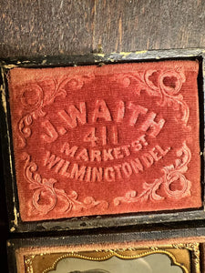 Boy Too Young to Be Smoking Cigar Ambrotype ID'd Delaware Photographer 1850s