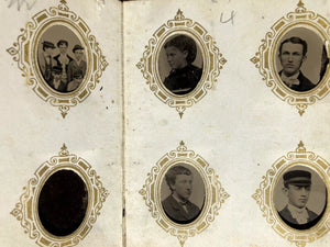 Miniature 1860s 1870s Tintype Album 64 Gem Photos Men Women Children Groups