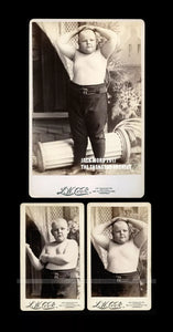 Lot of 3 Child Performer Willie Porter Circus Sideshow Fat Boy Freak Rare Photos