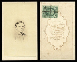1860s CDV Young Boy by Chicago Photographer Fassett Chicago Civil War Tax Stamp
