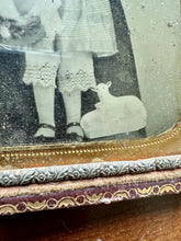 Load image into Gallery viewer, Lamb Sculpture - Memorial Art? 1850s Ambrotype Little Virginia Girl Holds Rose
