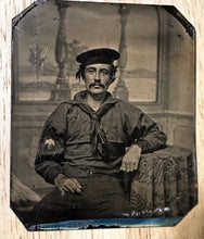 Load image into Gallery viewer, Civil War Sailor with Eagle Insignia 1860s 1/6 Tintype Photo
