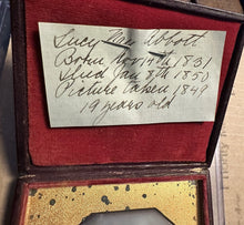 Load image into Gallery viewer, [ MARKS ] Pretty ID'd Teen Girl LUCY ABBOTT Died Young ~ Maryland Daguerreotype
