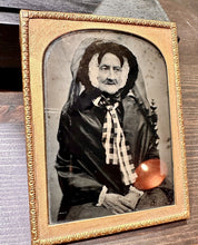 Load image into Gallery viewer, OLD WIDOW WEARING BLACK VEIL 1/4 AMBROTYPE 1850s VICTORIAN ERA PHOTO
