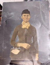 Load image into Gallery viewer, Large Painted Tintype of African American Woman Folk Art Black Americana Antique
