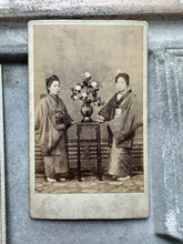 Load image into Gallery viewer, Japan Antique CDV Photo Japanese Geisha Women with Vase Of Flowers 1800s
