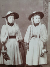 Load image into Gallery viewer, North Dakota Girls Holding MASQUERADE Masks Cabinet Card Dated 1896
