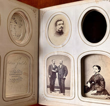Load image into Gallery viewer, Large Leather Album with Civil War Soldiers ID'd 1860s CDV Tintype Photo
