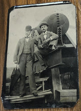 Load image into Gallery viewer, Two Large Tintypes incl Half Plate Men with Civil War Rodman Cannon
