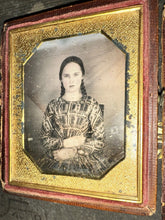 Load image into Gallery viewer, 1840s 1/6 PLATE DAGUERREOTYPE LITTLE GIRL WITH LONG BRAIDS IN HAIR SEALED
