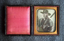 Load image into Gallery viewer, Unusual Daguerreotype of Folk Art Painting - Man or Soldier Holding Shotgun
