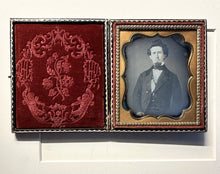 Load image into Gallery viewer, Handsome Man Wild Hair &amp; Goatee Beard 1850s 1/6 Daguerreotype in Full Case
