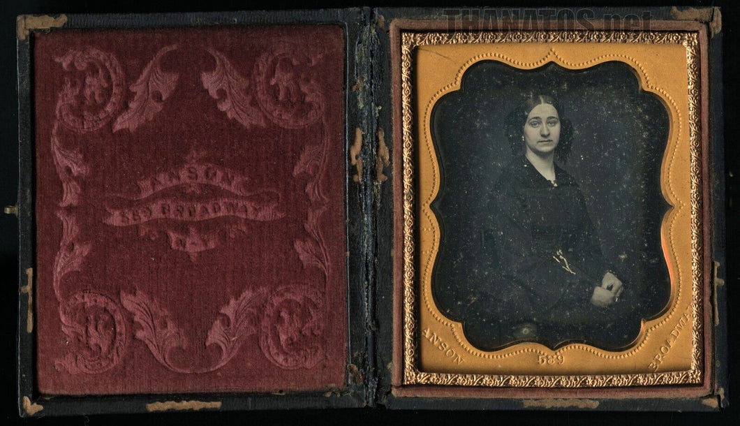 1/6 Daguerreotype Woman in Black Mourning Dress by Anson New York City 1850s