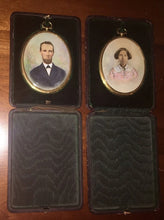 Load image into Gallery viewer, Antique Miniature Painting Photo Portraits in Leather Presentation Cases Signed
