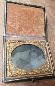 1/9 Post Mortem Tintype Photo of a Girl or Woman in Bed 1860s