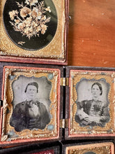 Load image into Gallery viewer, Lot of Antique Ambrotype Tintype in Union Cases + Real Hair or Plant Folk Art
