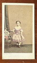 Load image into Gallery viewer, 1860s CDV Little Girl with Doll Colorist Test Marks on Back! PARIS FRANCE
