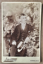 Load image into Gallery viewer, Handsome HAWAII Man By Honolulu Photographer J Williams Antique Cabinet Photo
